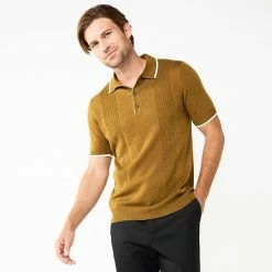 Men's Apt. 9® Ribbed Sweater Polo Olive Pesto Heather -Apt. 9 Sales Store unnamed file 617