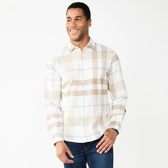 Men's Apt. 9® Slim Untucked-Fit Flannel Shirt Khaki Suede Men's Apt. 9® Slim Untucked-Fit Flannel Shirt Khaki Suede -Apt. 9 Sales Store unnamed file 657