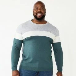 Big & Tall Apt. 9® Colorblock Crewneck Sweater White Navy Berry -Apt. 9 Sales Store unnamed file 686