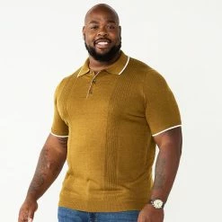 Big & Tall Apt. 9® Tipped Polo Sweater Autumn Gold Heather -Apt. 9 Sales Store unnamed file 770