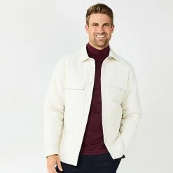 Men's Apt. 9® Quilted Puffer Shirt Jacket White Onyx -Apt. 9 Sales Store unnamed file 795