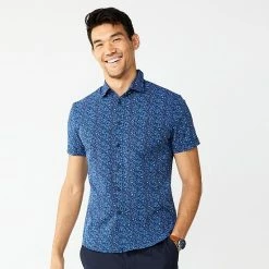 Men's Apt. 9® Slim-Fit Untucked Design Button-Down Tech Shirt Pink Icing -Apt. 9 Sales Store unnamed file 878