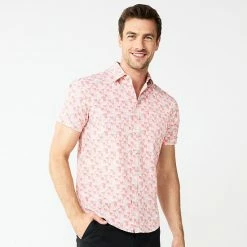 Men's Apt. 9® Slim-Fit Untucked Design Button-Down Tech Shirt Pink Icing -Apt. 9 Sales Store unnamed file 880