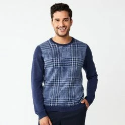 Men's Apt. 9® Merino Wool Blend Pattern Sweater Gray Plaid -Apt. 9 Sales Store unnamed file 886