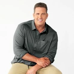 Big & Tall Apt. 9® Knit Button-Down Shirt Dark Gray -Apt. 9 Sales Store unnamed file 939