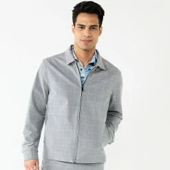 Men's Apt. 9® Premier Flex Slim-Fit Shirt Suit Jacket Light Gray Windowpane