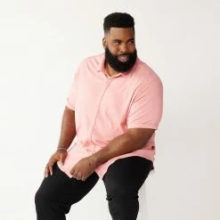 Big & Tall Apt. 9® Comfort-Knit Slim-Fit Untucked Shirt Purple